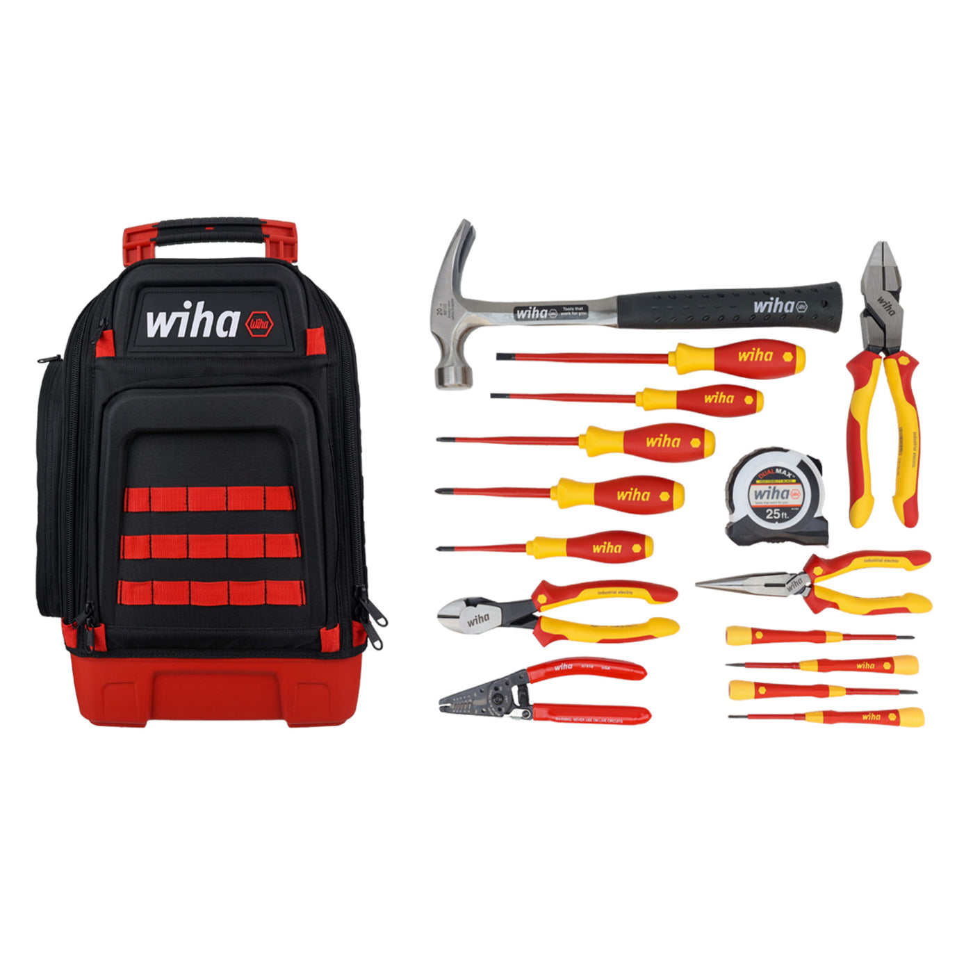 Wiha 91870 16 Piece Apprentice Electrician's Insulated Tool Kit in Heavy Duty Backpack